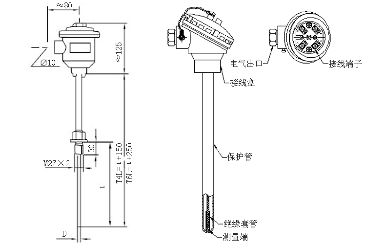 M27×2固定螺紋隔爆鎧裝熱電阻產品外觀